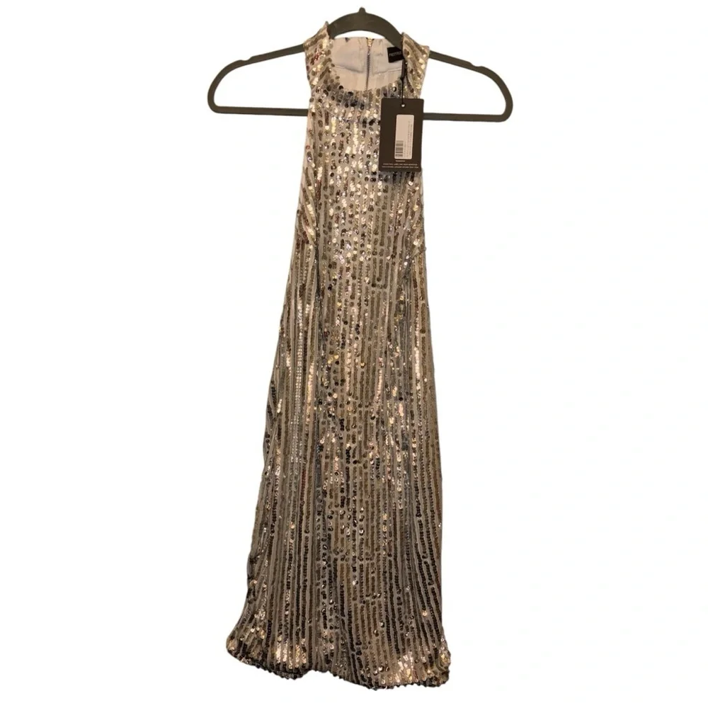 Pretty little thing sequin high neck bodycon dress